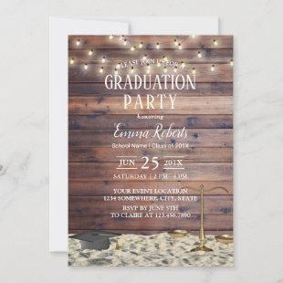 Law School Rustic Beach Graduation Party Invitation