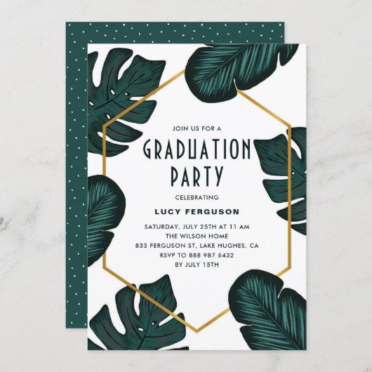 Leaves Frame Tropical Graduation Party Invitation