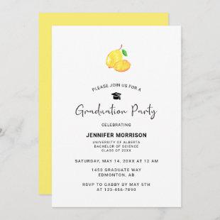 Lemon Theme Graduation Party Boho Modern Chic  Inv Invitation