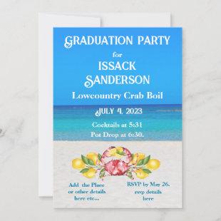 Lemons Red Crab  Low Country Graduation Party Invitation
