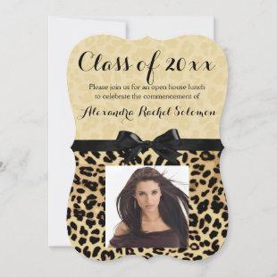Leopard Print and Bow Graduation/Party Invitation