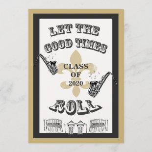 Let the Good Times Roll Graduation Party Invitation
