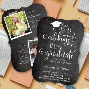 Let's Celebrate The Graduate Chalkboard Grad Party Invitation