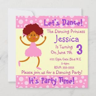 Let's Dance ~ It's Party Time~Kids Birthday Party Invitation