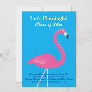 Let's Flamingle Class of 2019 Graduation - Blue Invitation