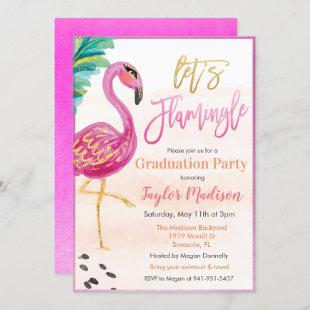 Let's Flamingle Flamingo Graduation Invitation