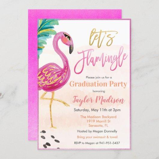Let's Flamingle Flamingo Graduation Invitation