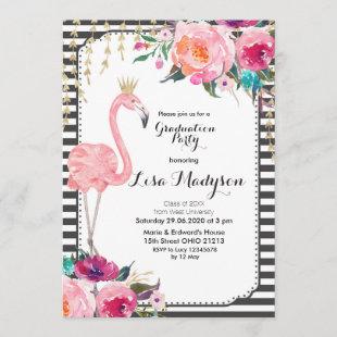 Let's Flamingle Graduation Party Invitation Pink