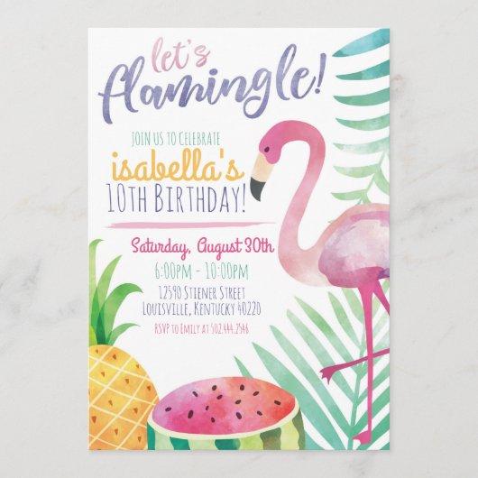 Let's Flamingle Summer Birthday Party Invitation
