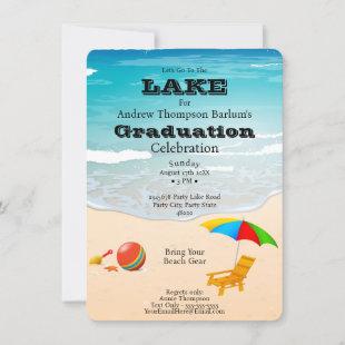 Let's Go To The Lake Beach Graduation  Invitation
