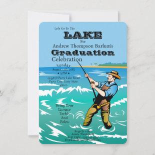 Let's Go To The Lake Fishing Graduation  Invitation