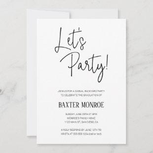 Let's Party Casual Backyard Graduation Party Invitation