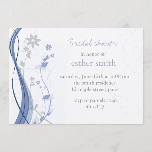 Light blue & grey floral charm invitation