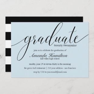 Light Blue  typography Graduation Invitation