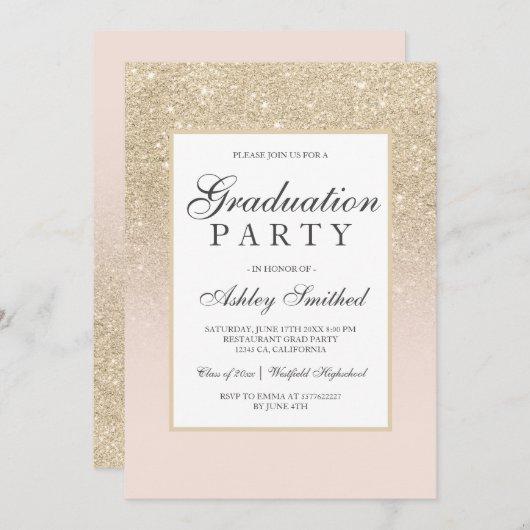 light gold glitter elegant Graduation party Invitation
