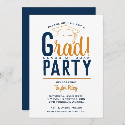Light Orange & Blue Graduation Party Invitation
