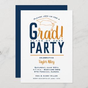 Light Orange & Blue Graduation Party Invitations