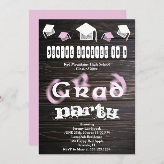 Light Pink Blurry Text for Graduation House Party Invitation