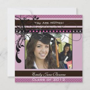 Lilac Dots gradustion Senior Pictures Class of Invitation