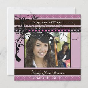 Lilac Dots & Swirls Senior Pictures Class of 2011 Invitation