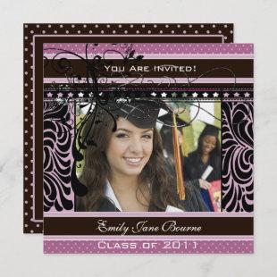 Lilac Dots & Swirls Senior Pictures Class of Invitation