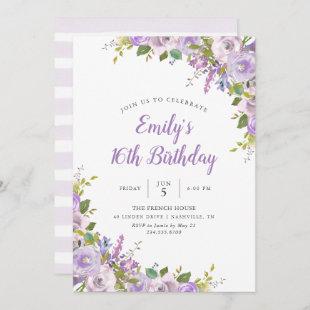 Lilac Floral Birthday Party Invitation