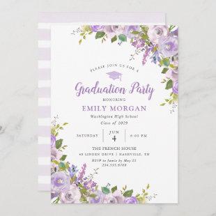 Lilac Floral Graduation Party Invitation