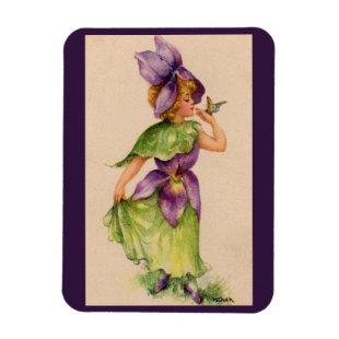 lilac flower girl magnet