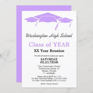 Lilac Graduation Caps Class Reunion Template
