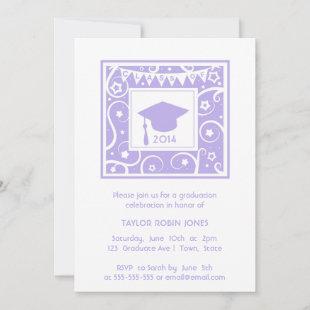 Lilac Purple Swirls Girly graduation invitation