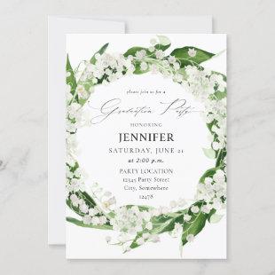 Lily of the Valley White Floral Graduation Party Invitation