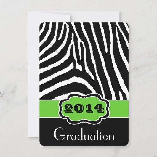 Lime, Black, White Zebra Print Graduation Invite