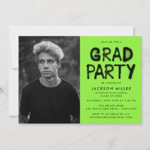 Lime Green Spray Paint Photo Graduation Party Invitation