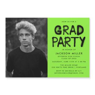 Lime Green Spray Paint Photo Graduation Party Magnetic Invitation
