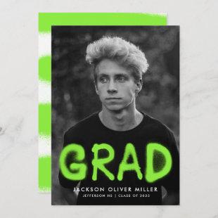 Lime Green Spray Paint Typography Photo Graduation Announcement
