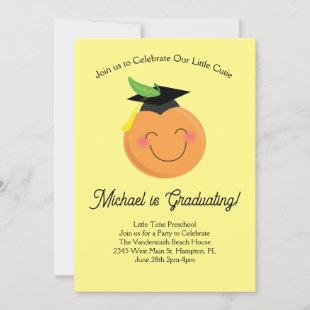 Little Cutie Preschool Graduation Party Tangerine Invitation