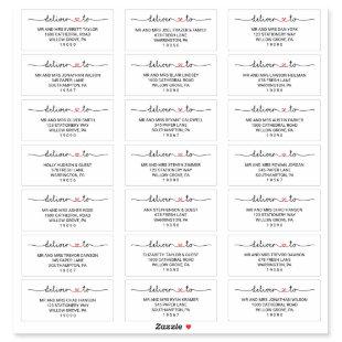 Love Hearts Red Wedding Guest Address Labels