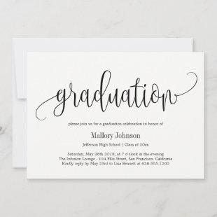 Lovely Calligraphy EDITABLE COLOR Graduation Party Invitation