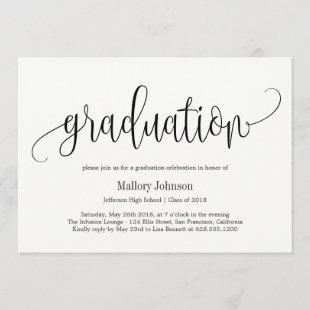 Lovely Calligraphy EDITABLE COLOR Graduation Party Invitation
