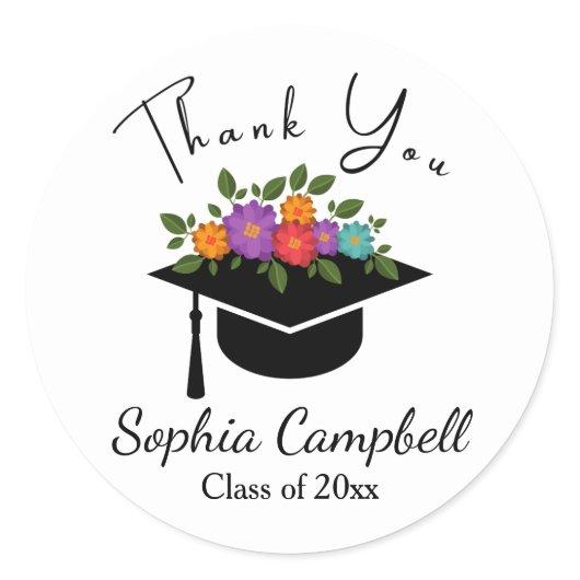 Lovely Floral Graduation Classic Round Sticker