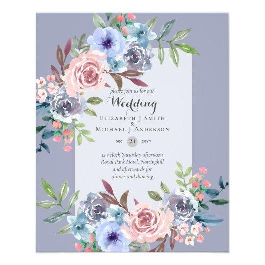 LOWEST BUDGET Pink Blue Flowers Wedding Invitation Flyer
