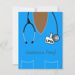 LPN Nurse Graduation Invitation Blue Scrub Top