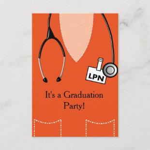 LPN Nurse Graduation Invitation Scrub #50