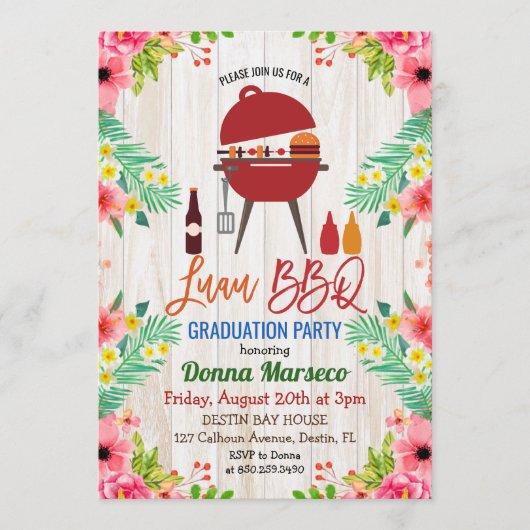 Luau Aloha BBQ Tropical Graduation Invitation