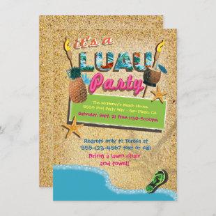 Luau Beach Tiki Tropical Party Invitations