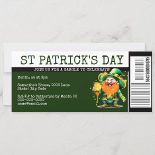 Lucky Irish boarding pass ticket St Patrick's Day Invitation