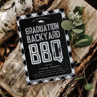Lumberjack Black Plaid BBQ Graduation Party Invitation