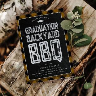 Lumberjack Plaid Backyard BBQ Graduation Party Invitation