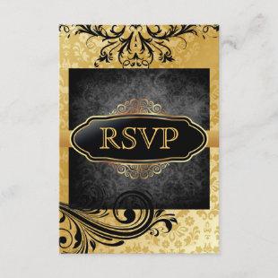 Luscious Vintage Gold Scroll Rsvp Invitations