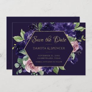 Lush Blossom | Dark Purple and Pink Rose Floral Save The Date